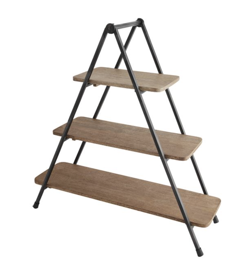 Three Tier Wood Server Stand — alternate view 2