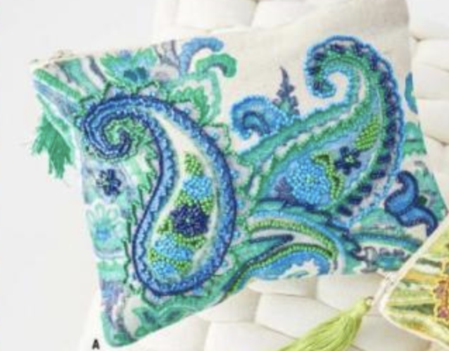 Blue Beaded Paisley Cosmetic Bag — alternate view 3