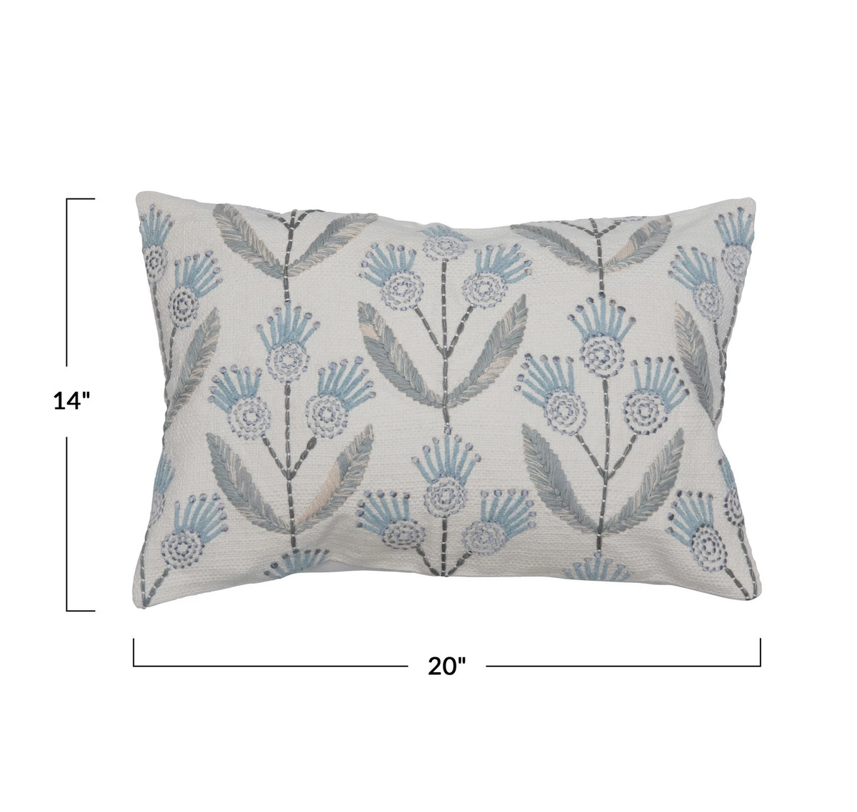Cotton Lumbar Pillow with Floral Embroidery — alternate view 2