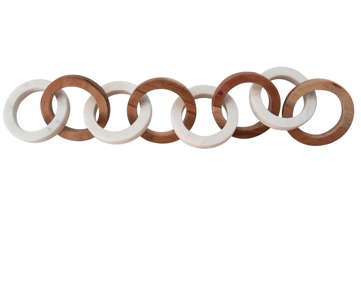 Acacia Wood and Marble Chain with 8 Links — alternate view 2