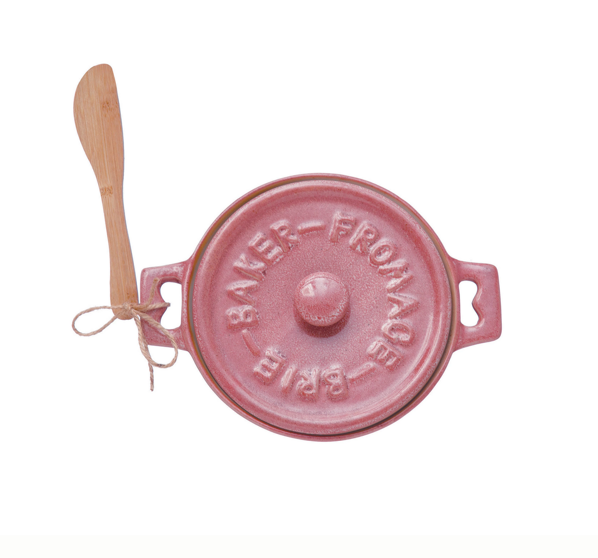 Stoneware Brie Baker with Bamboo Spreader — alternate view 2