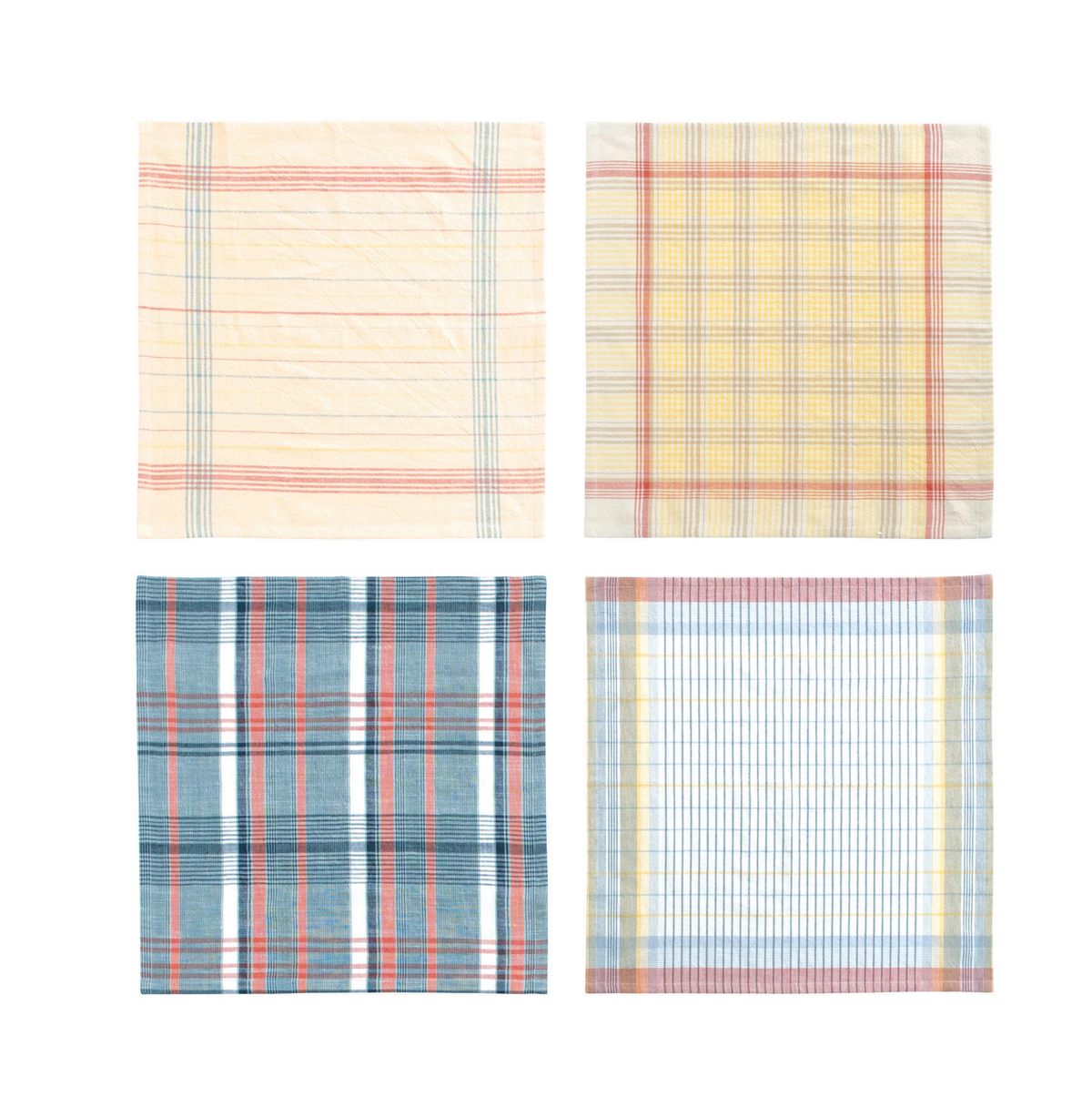 Woven Cotton Plaid Napkins, 4 Styles, Set of 4 — alternate view 2