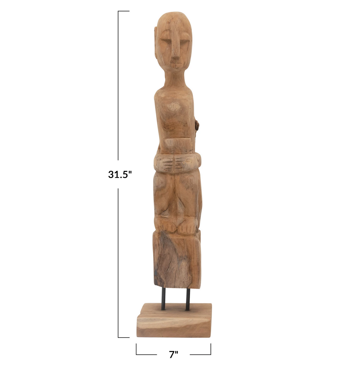 Hand-Carved Teakwood Root Figure on Stand — alternate view 2