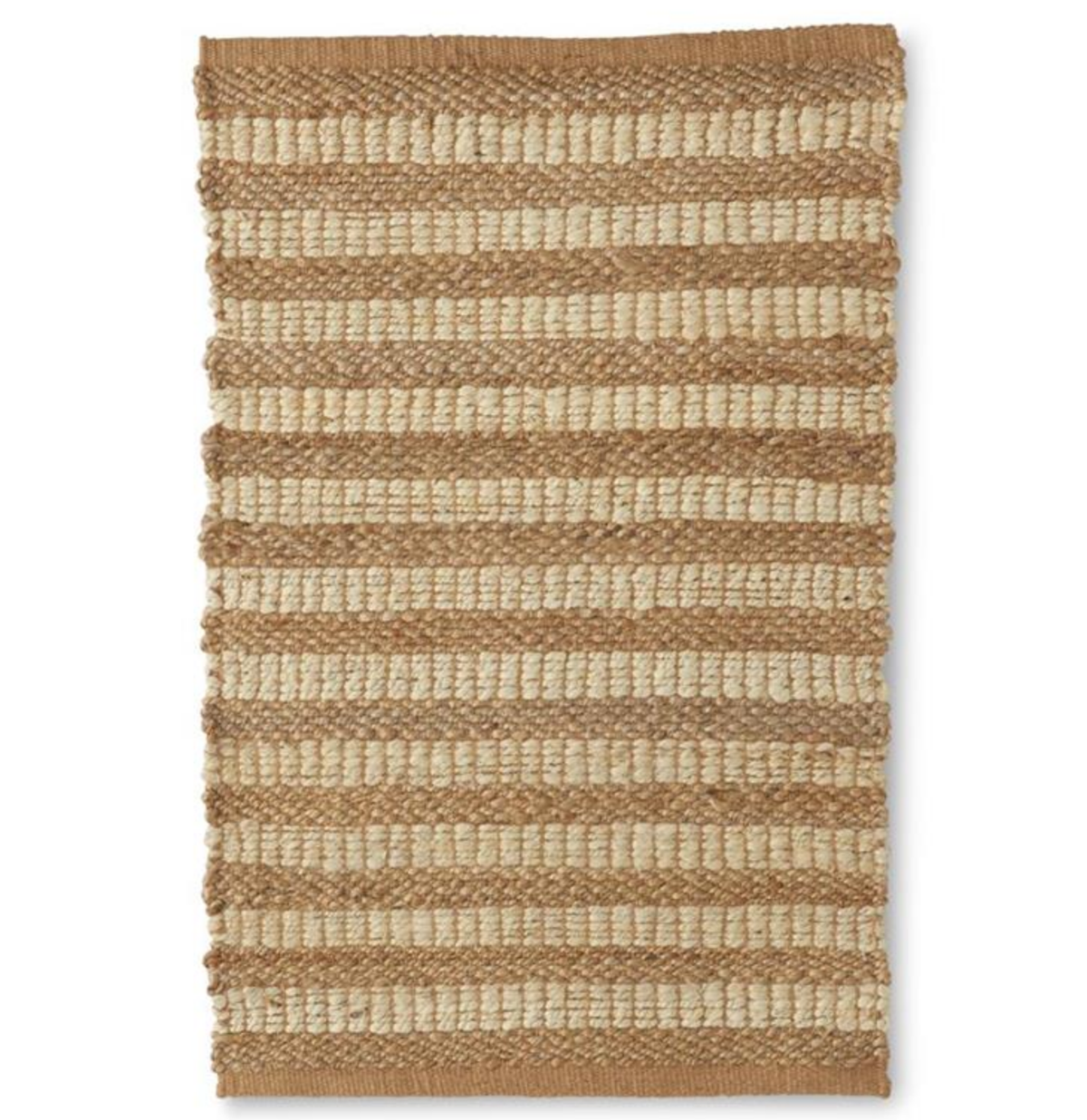 Tan & Cream Jute Striped Shuttle Handwoven Rug