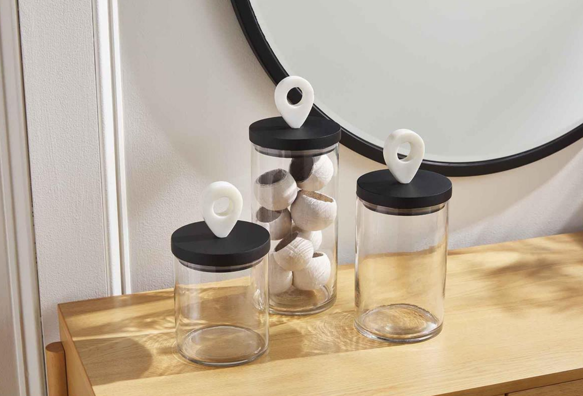 Black & White Glass Canister Set — alternate view 2