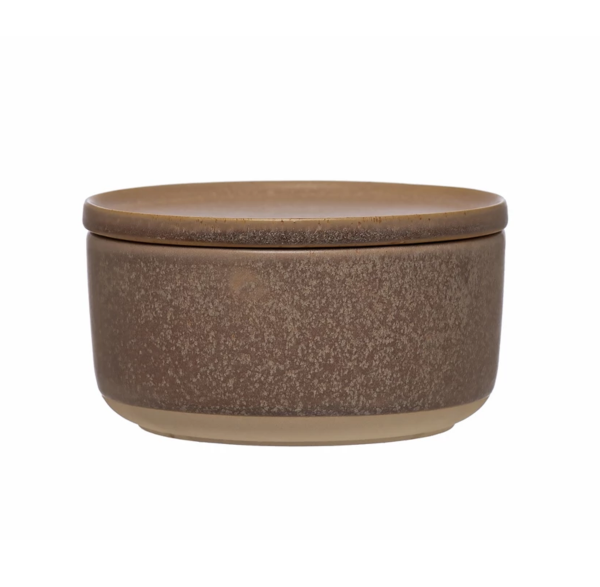 Stoneware Bowl with Lid, Reactive Glaze