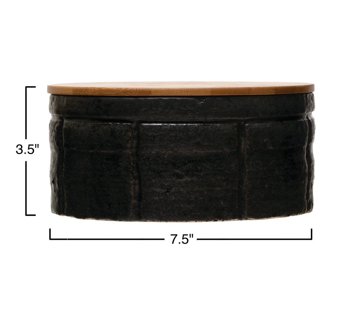 Stoneware Canister with Bamboo Lid- Black — alternate view 2