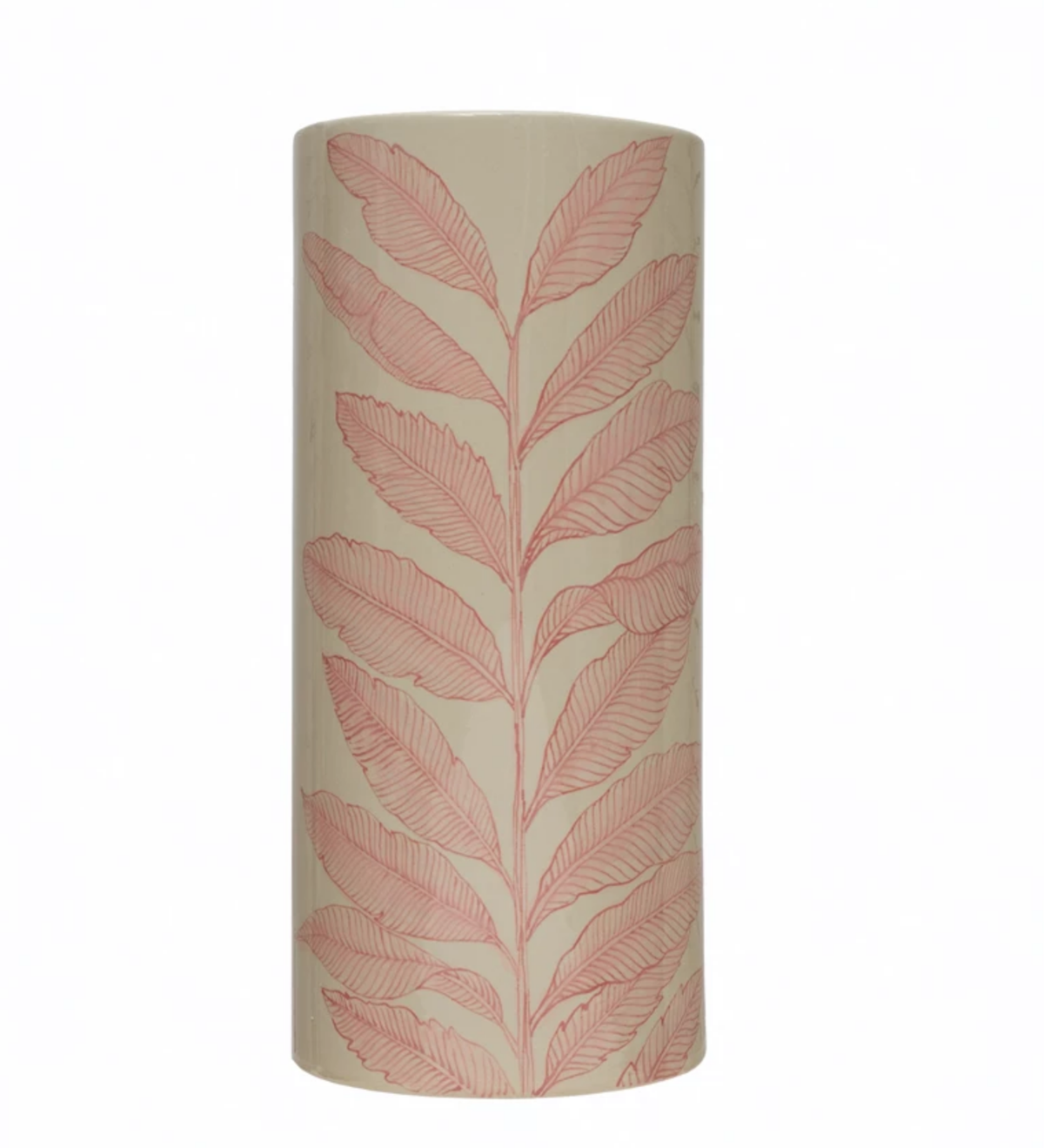 Stoneware Umbrella Holder/Vase with Pink Palm — alternate view 2
