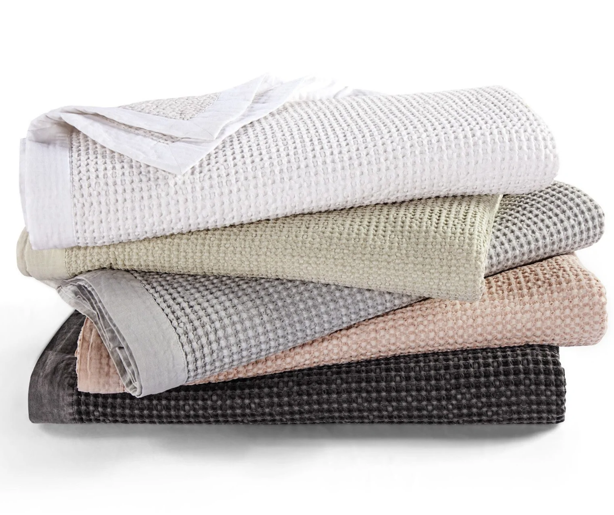 Waffle Weave Cotton Coverlet- Queen Slate — alternate view 2