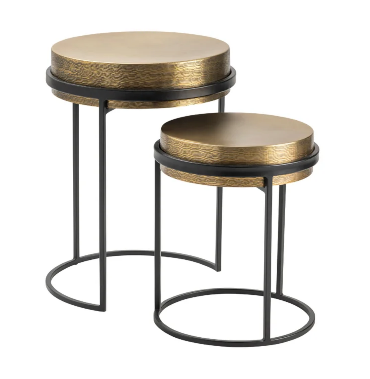 Hudson Textured Brass Nesting Tables-Set of 2