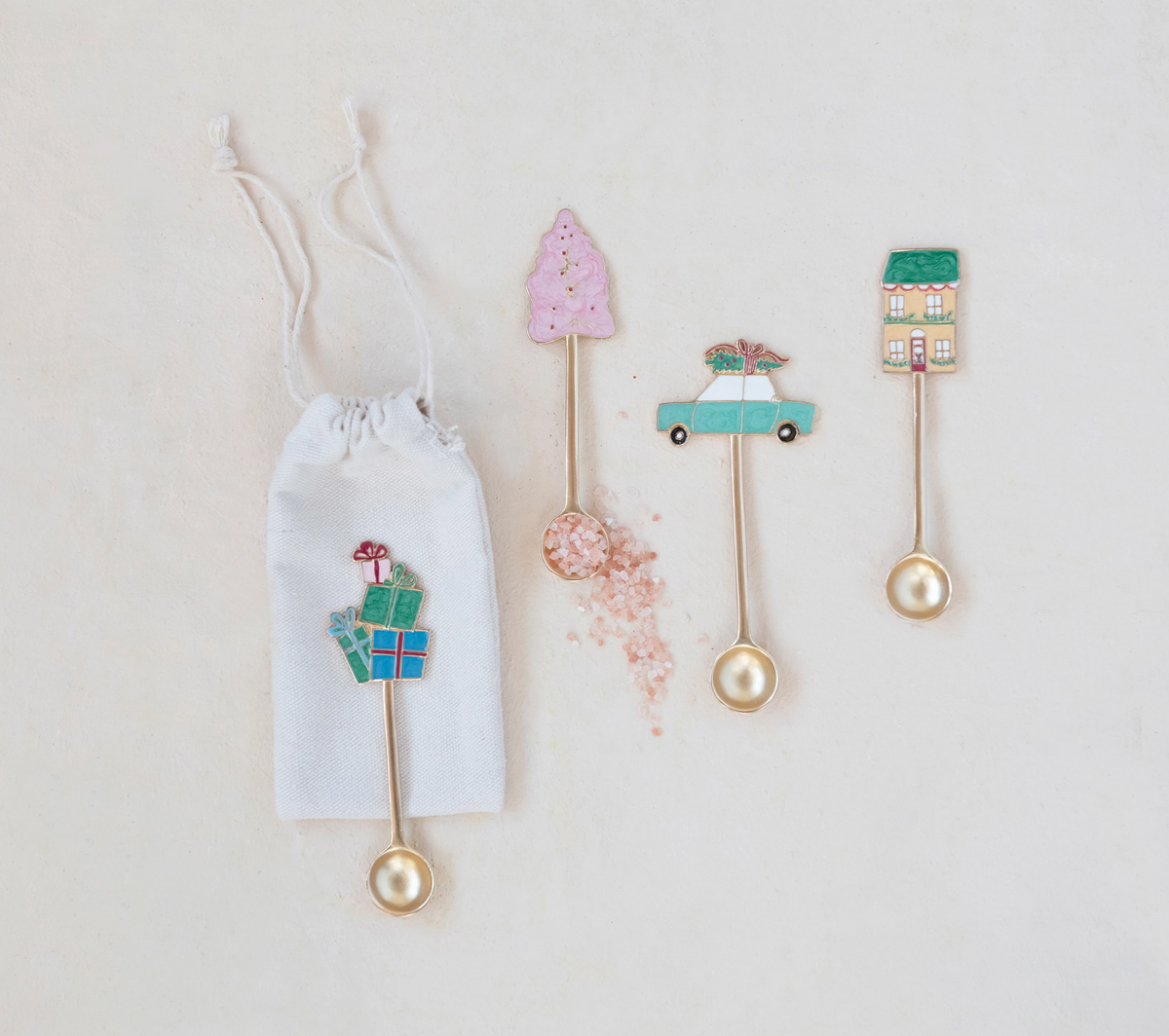 Zinc Alloy Spoons with Holiday Icon Handle, Multi Color-Set of 4 — alternate view 2