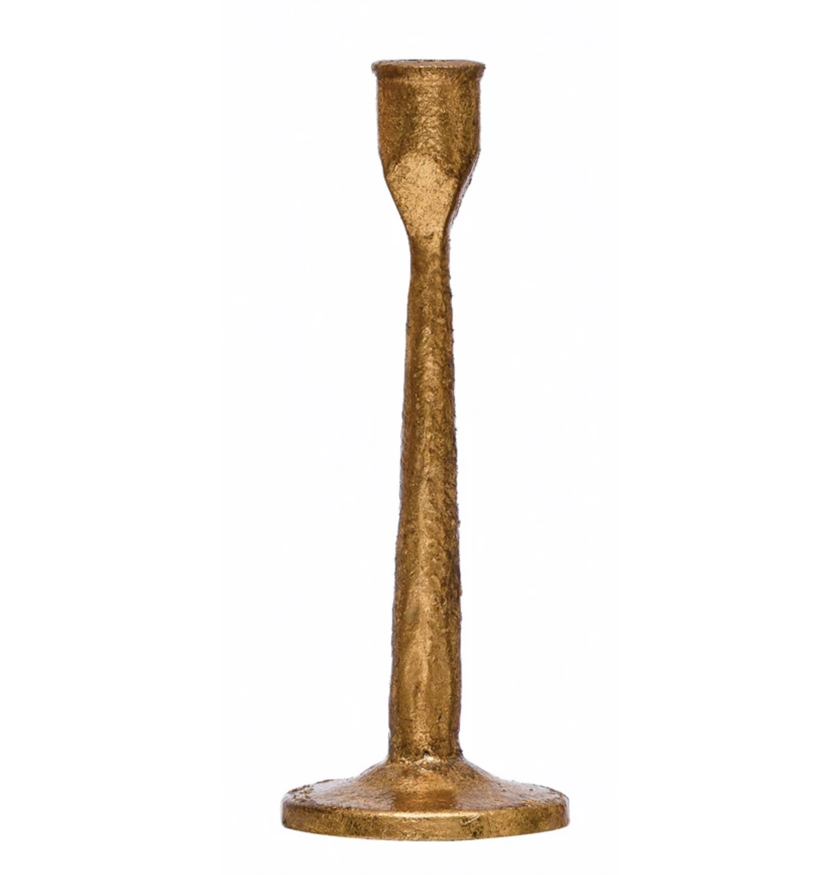 3" Round x 8-1/4"H Cast Iron Taper Holder, Gold Finish