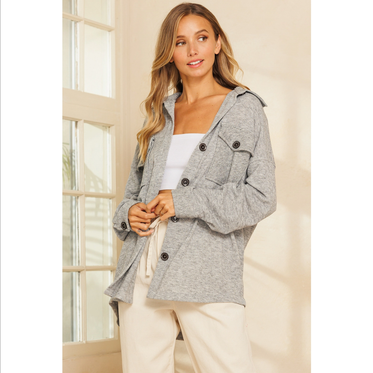 Grey Button Down