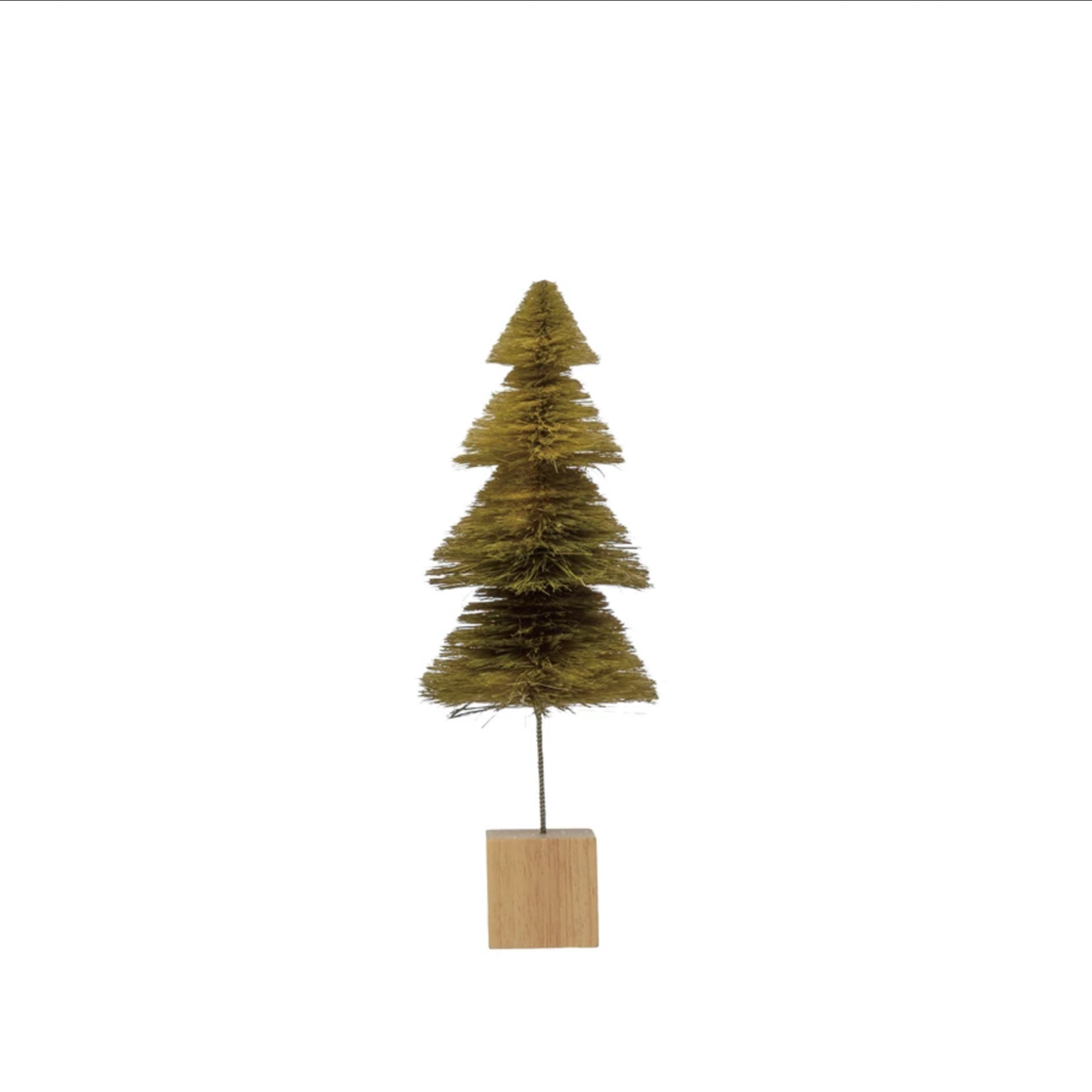 Sisal Bottle Brush Tree with Wood Base, Green Ombre- Medium — alternate view 2