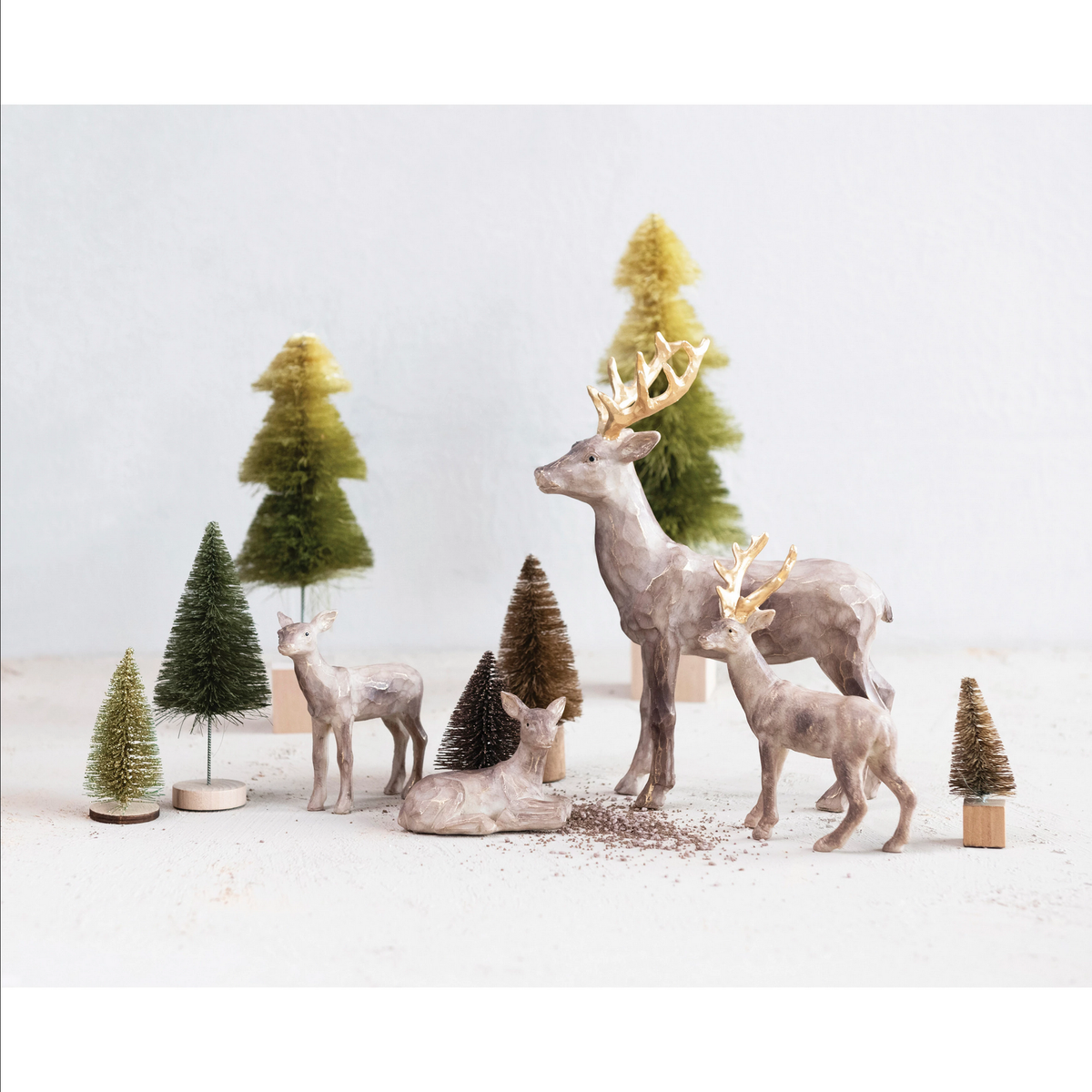 Sisal Bottle Brush Tree with Wood Base, Green Ombre- Medium
