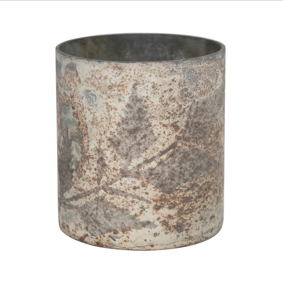 Glass Votive Holder with Etched Leaf Pattern — alternate view 2