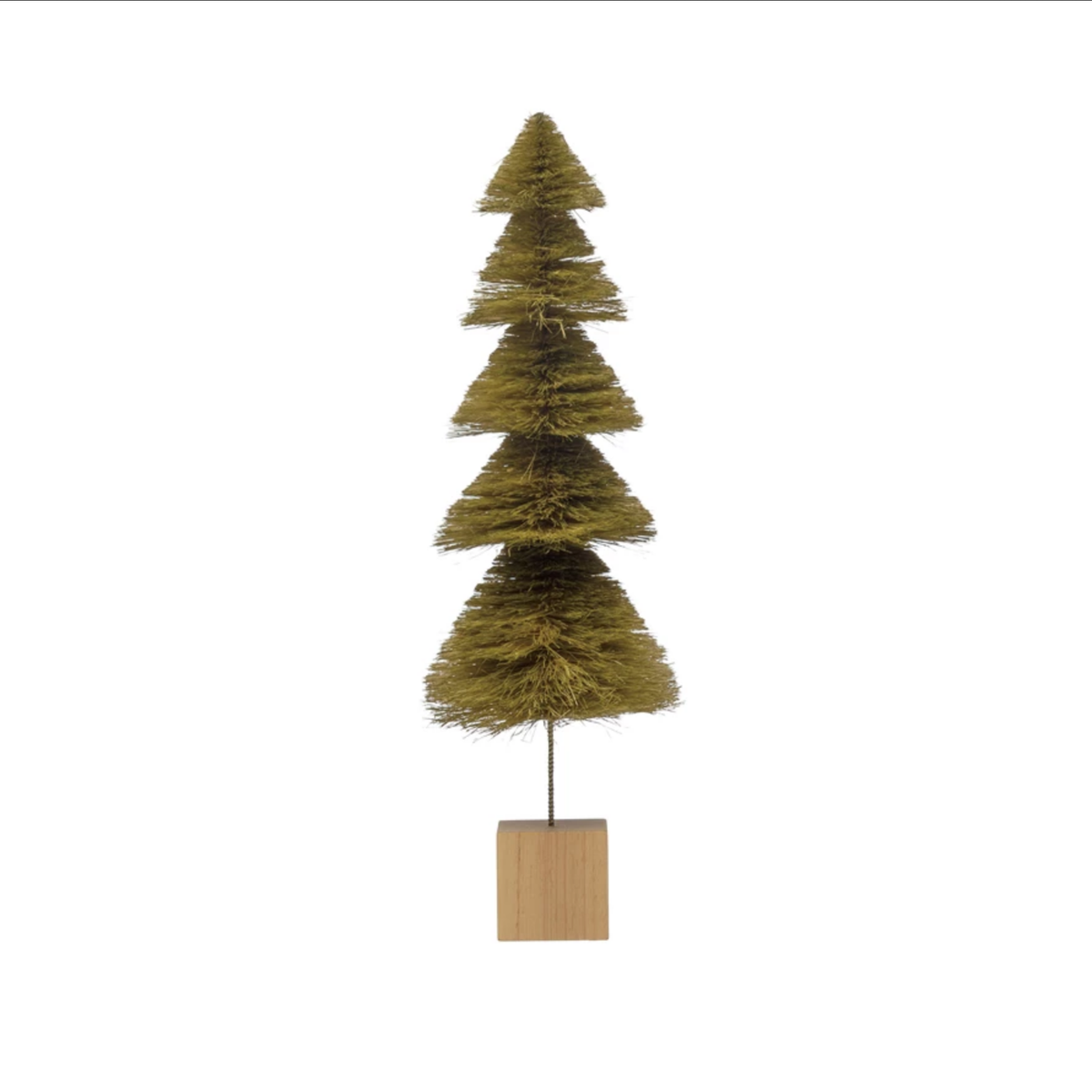 Sisal Bottle Brush Tree with Wood Base, Green Ombre- Large