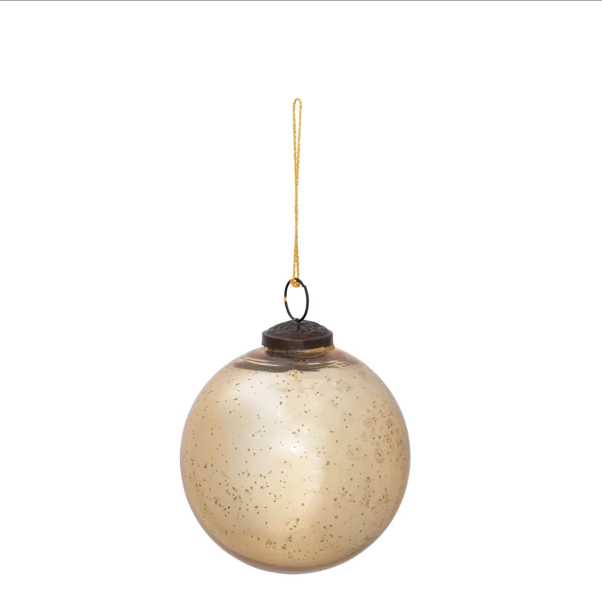 Mercury Glass Ball Ornament, Gold Finish