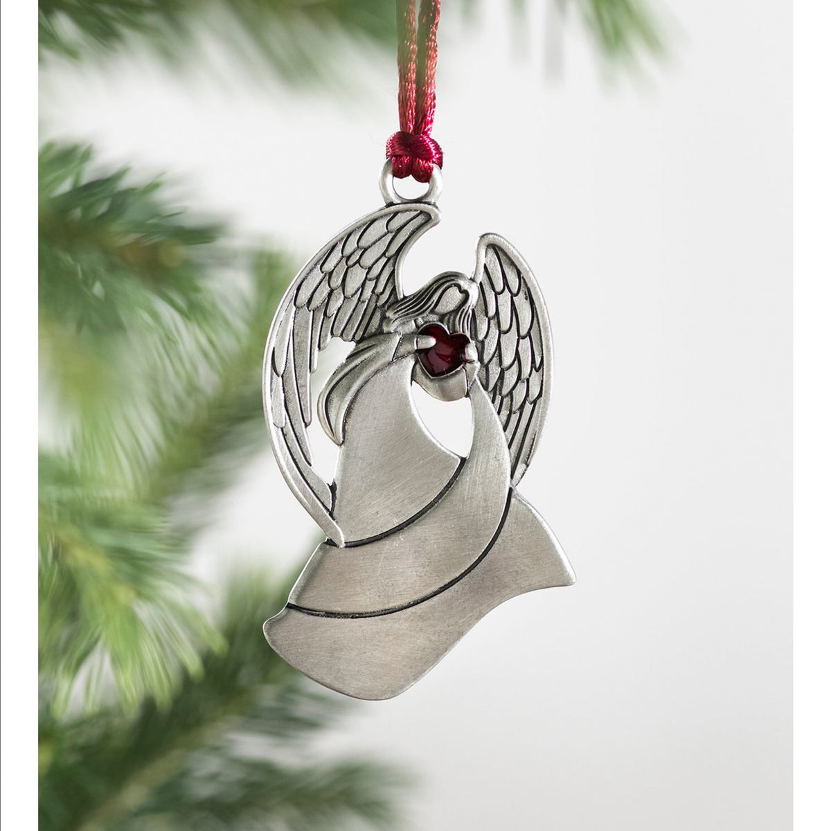 Solid Pewter Christmas Tree Ornament - Angel — alternate view 2