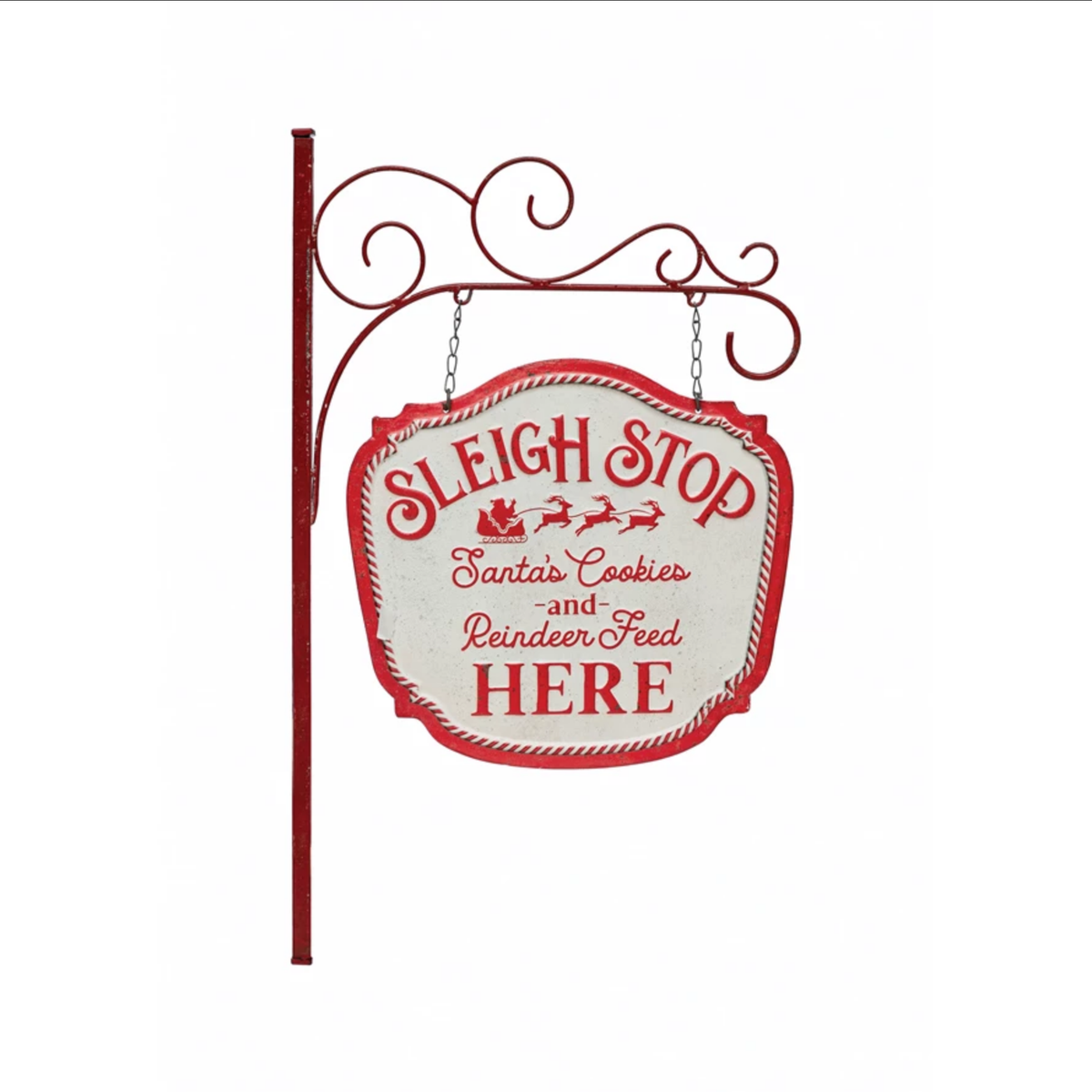 Two-Sided Metal Wall Decor with Bracket "Sleigh Stop"