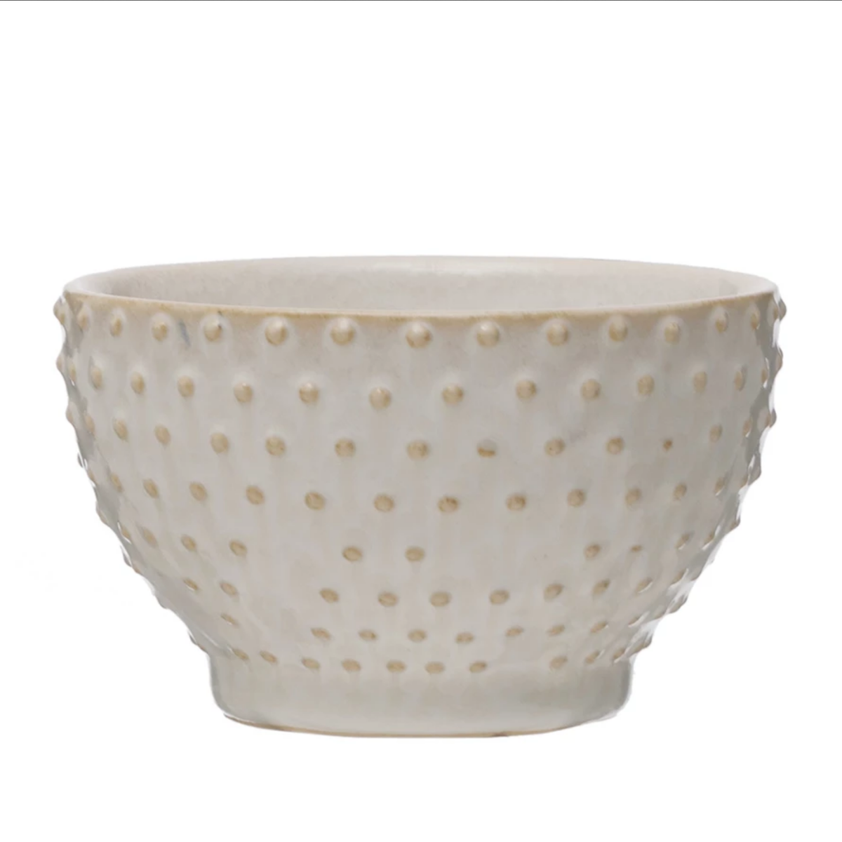 Embossed Stoneware Hobnail Bowl, Reactive Glaze