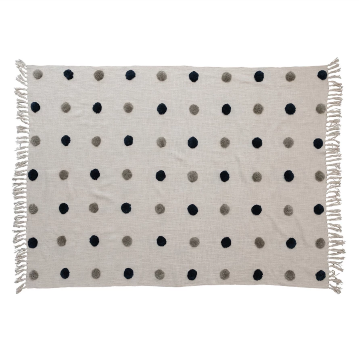 Cotton Slub Throw w/ Tufted Dots & Fringe — alternate view 2