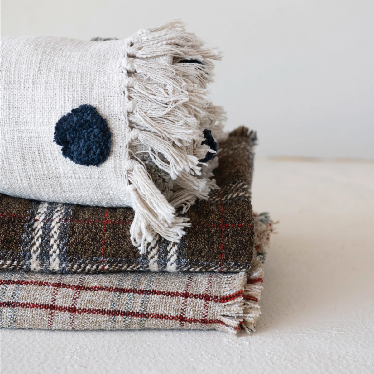 Cotton Slub Throw w/ Tufted Dots & Fringe — alternate view 3
