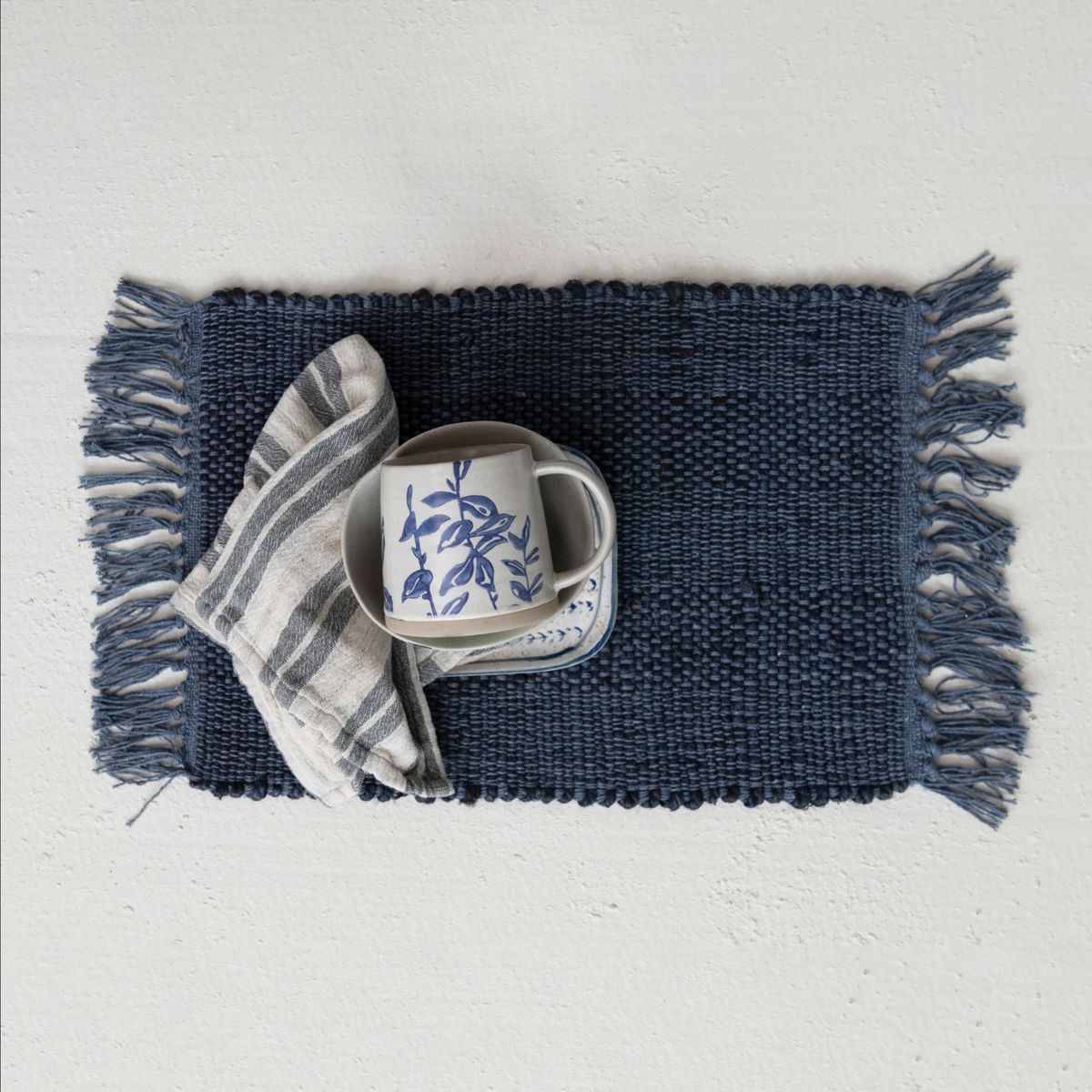 Woven Jute & Cotton Placemat w/ Fringe — alternate view 2