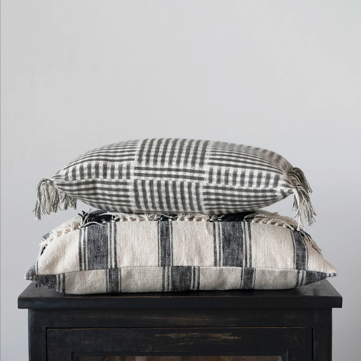 Woven Cotton Lumbar Pillow & Fringe — alternate view 2