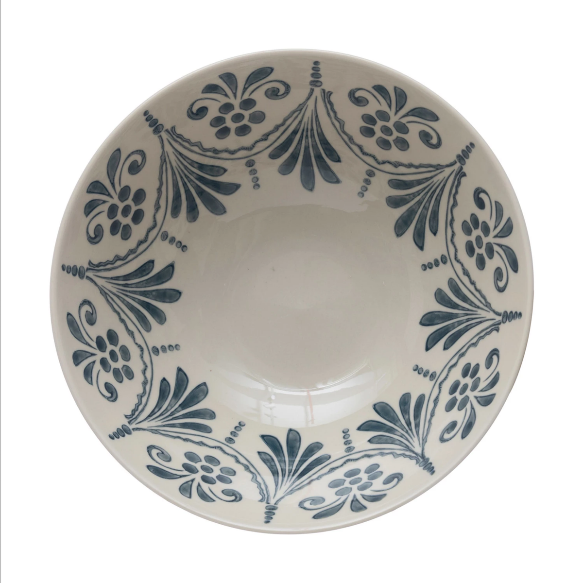 Hand-Stamped Stoneware Bowl w/ Pattern