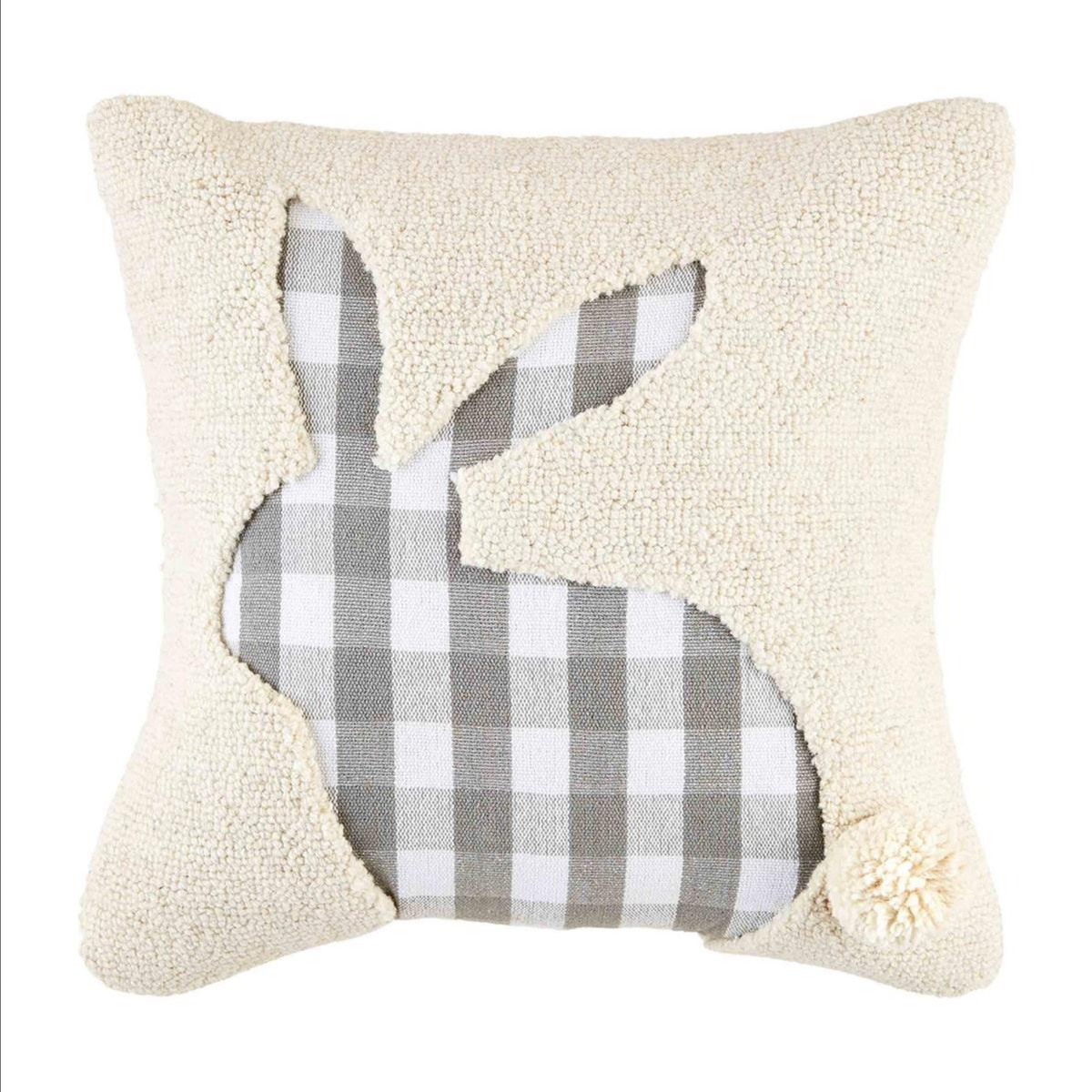 Check Bunny Hooked Pillow — alternate view 2