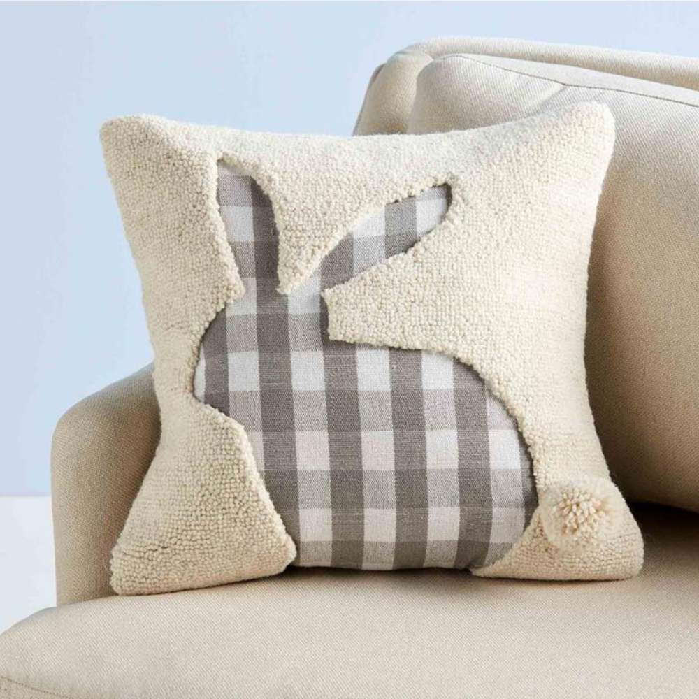 Check Bunny Hooked Pillow