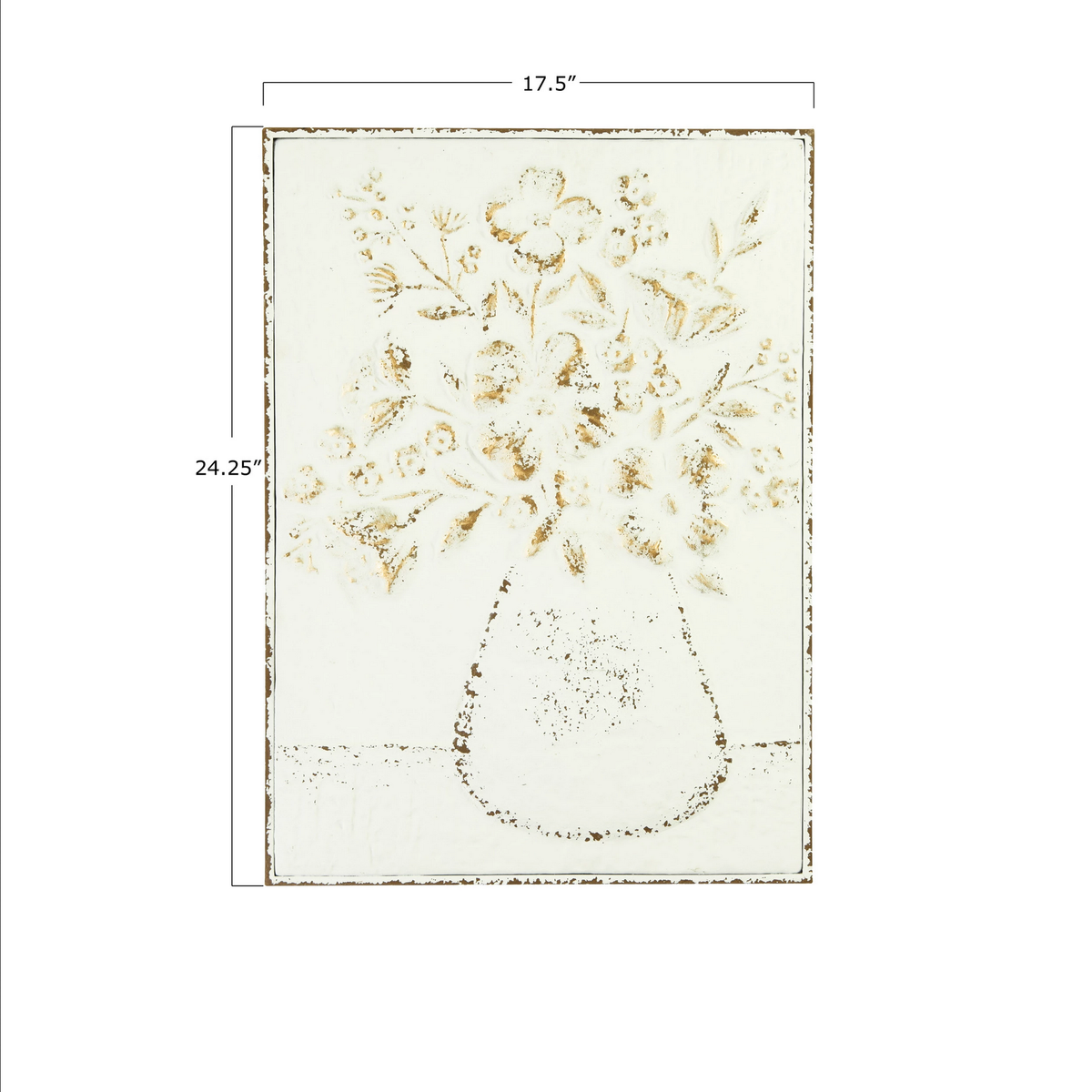 Embossed Wall Decor with Flowers in Vase — alternate view 2
