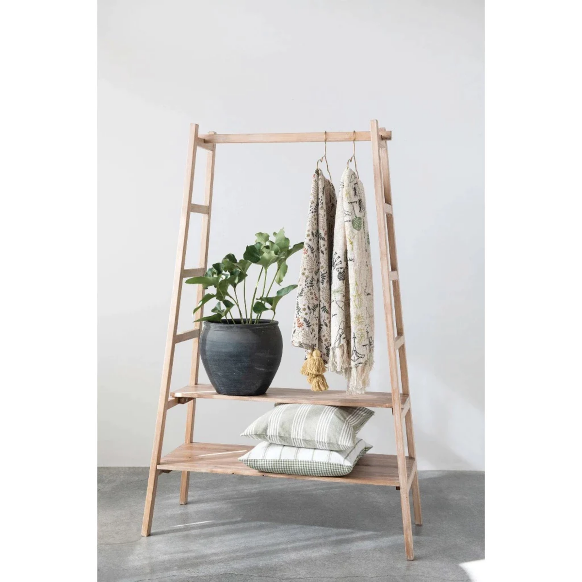 Pine Wood Rack with 2 Shelves