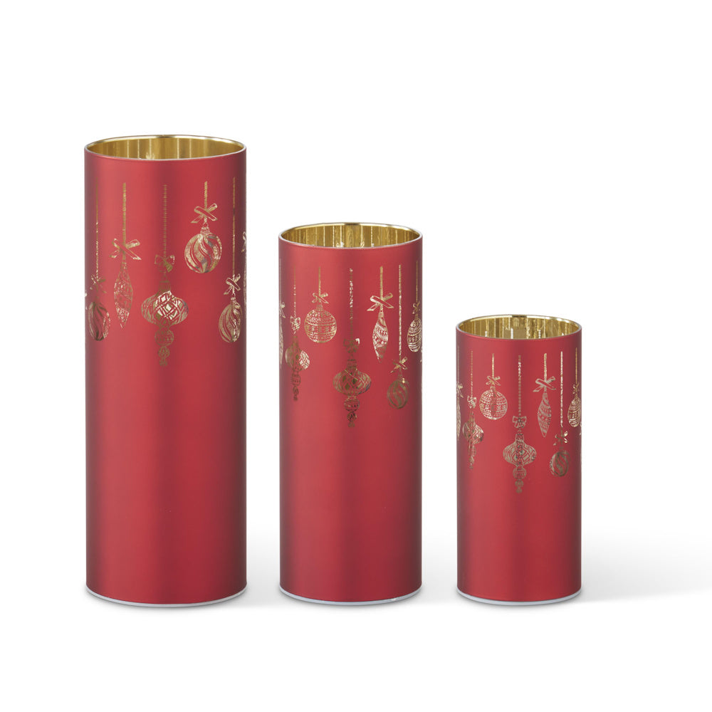 Set of 3 Laser Engraved Ornament LED Cylinders with Timers — alternate view 2