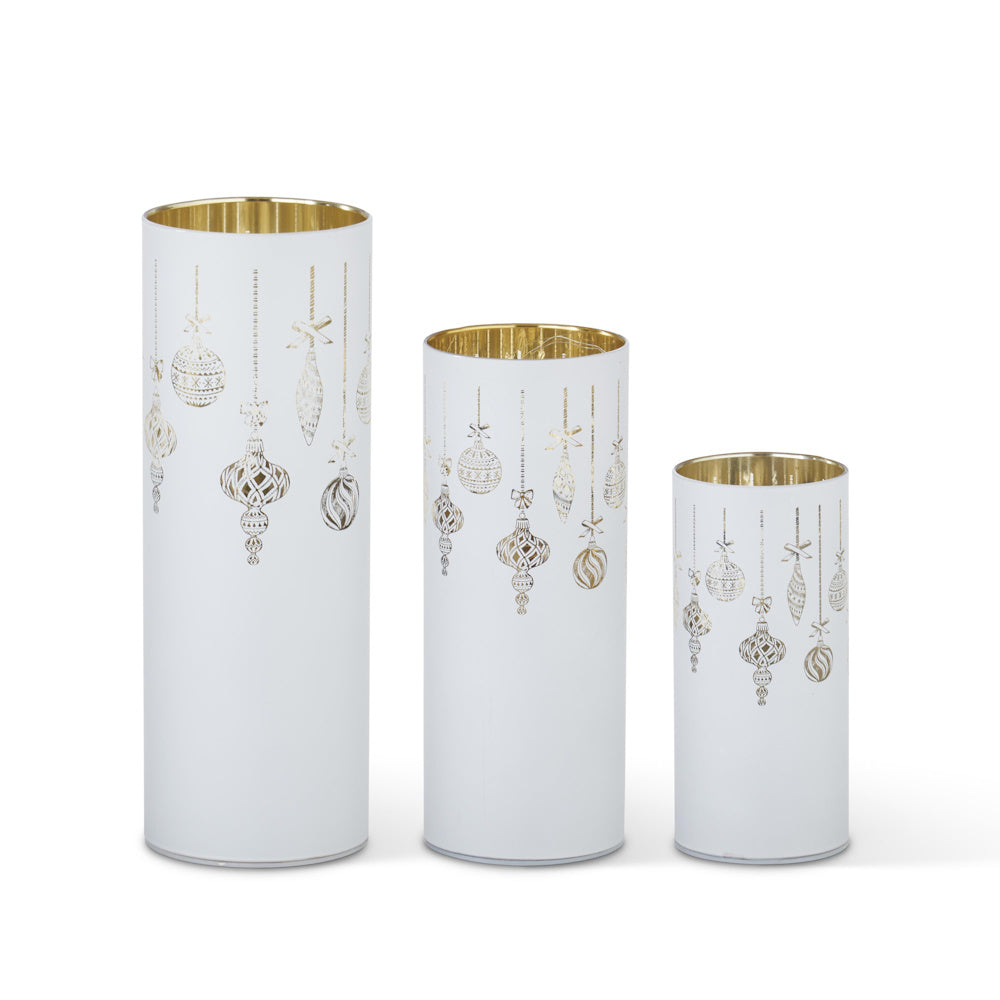 Set of 3 Laser Engraved Ornament LED Cylinders with Timers