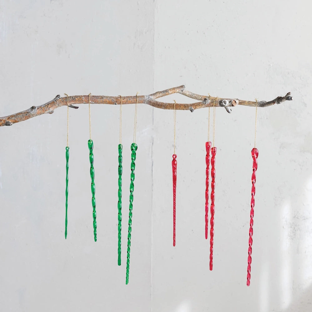Handmade Glass Icicle Ornaments
