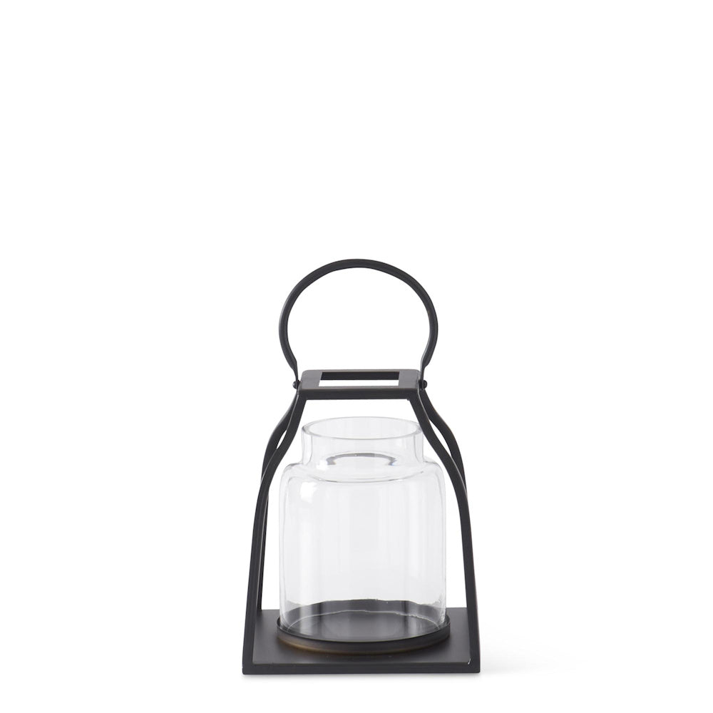 Small Black Metal Trapezoid Lanterns with Glass Hurricane — alternate view 2