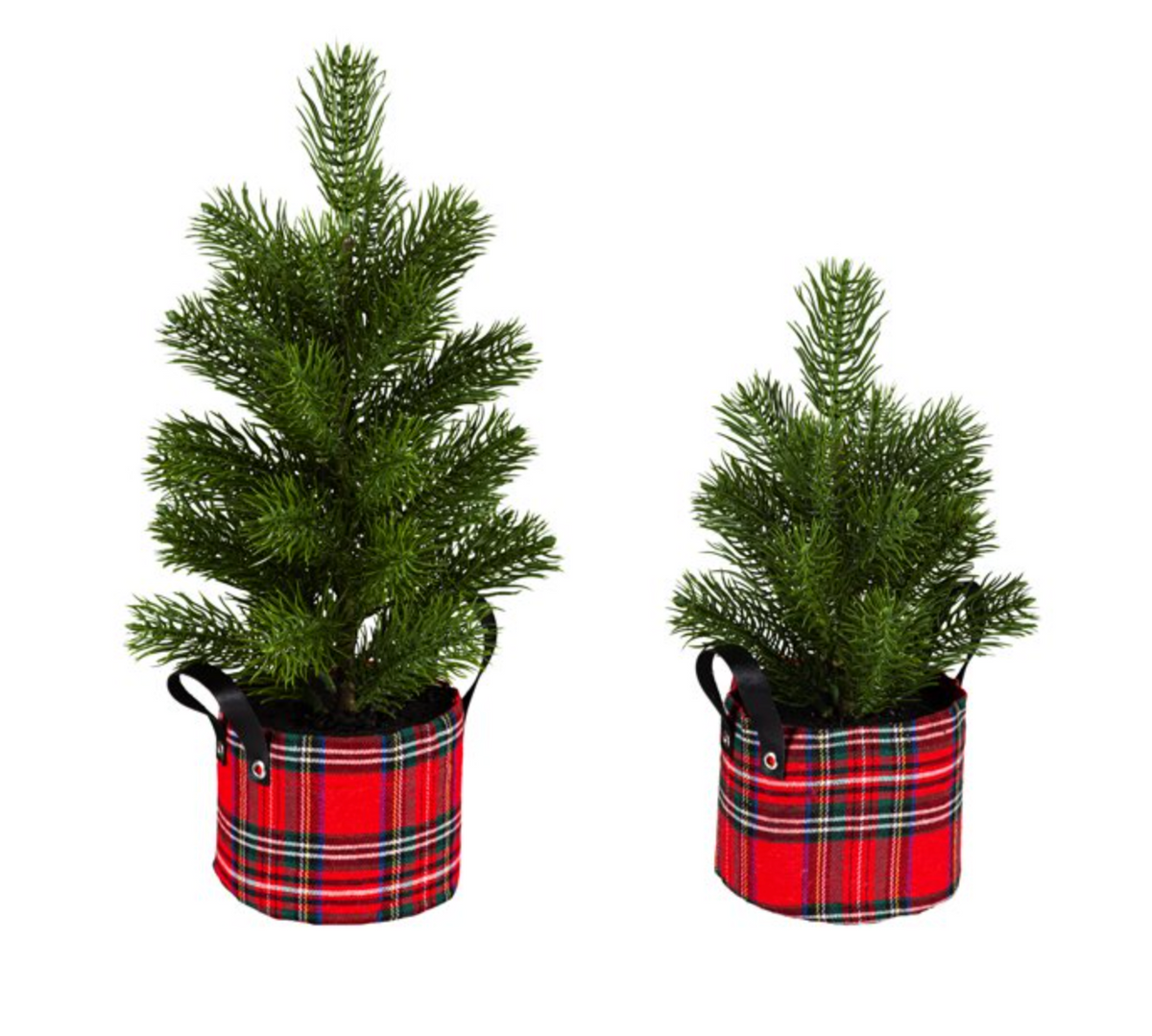 Pine Tree with Plaid Pot Table Decor