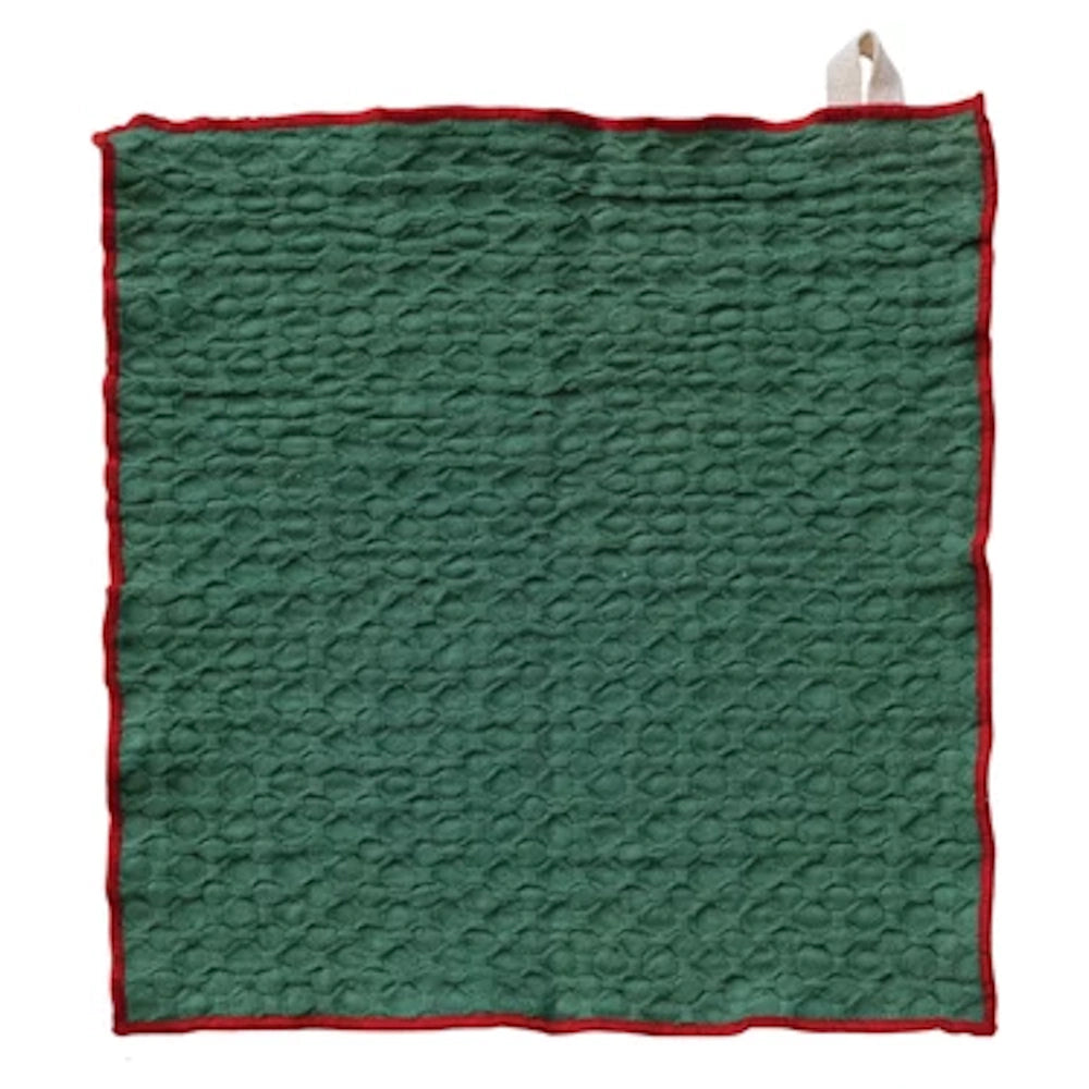 Set of 4 Square Cotton Dish Cloths with Colored Trim — alternate view 2
