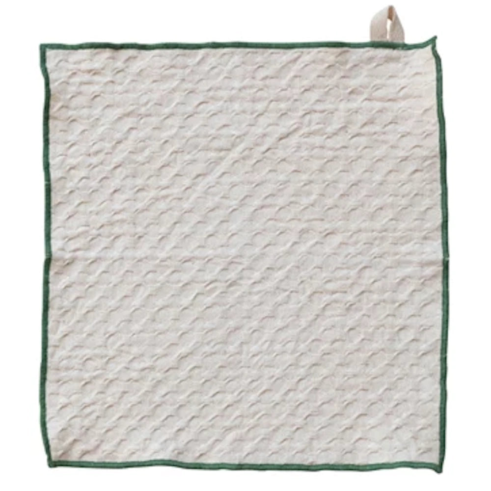 Set of 4 Square Cotton Dish Cloths with Colored Trim — alternate view 3