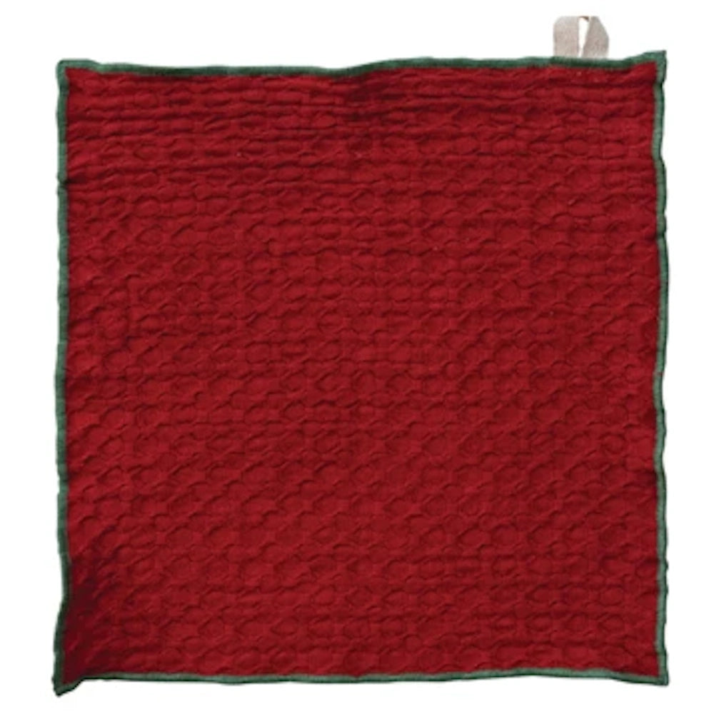 Set of 4 Square Cotton Dish Cloths with Colored Trim — alternate view 4