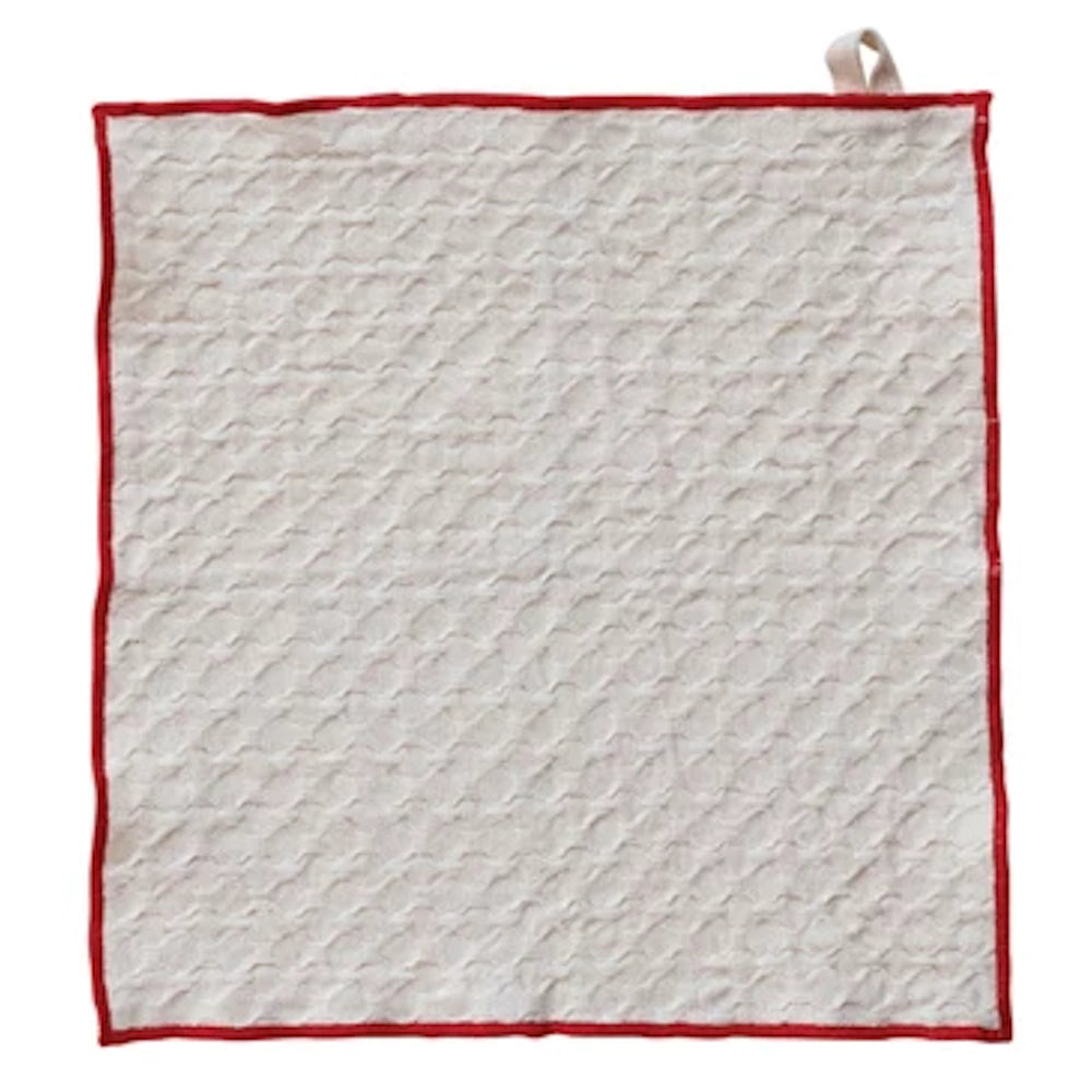 Set of 4 Square Cotton Dish Cloths with Colored Trim — alternate view 5