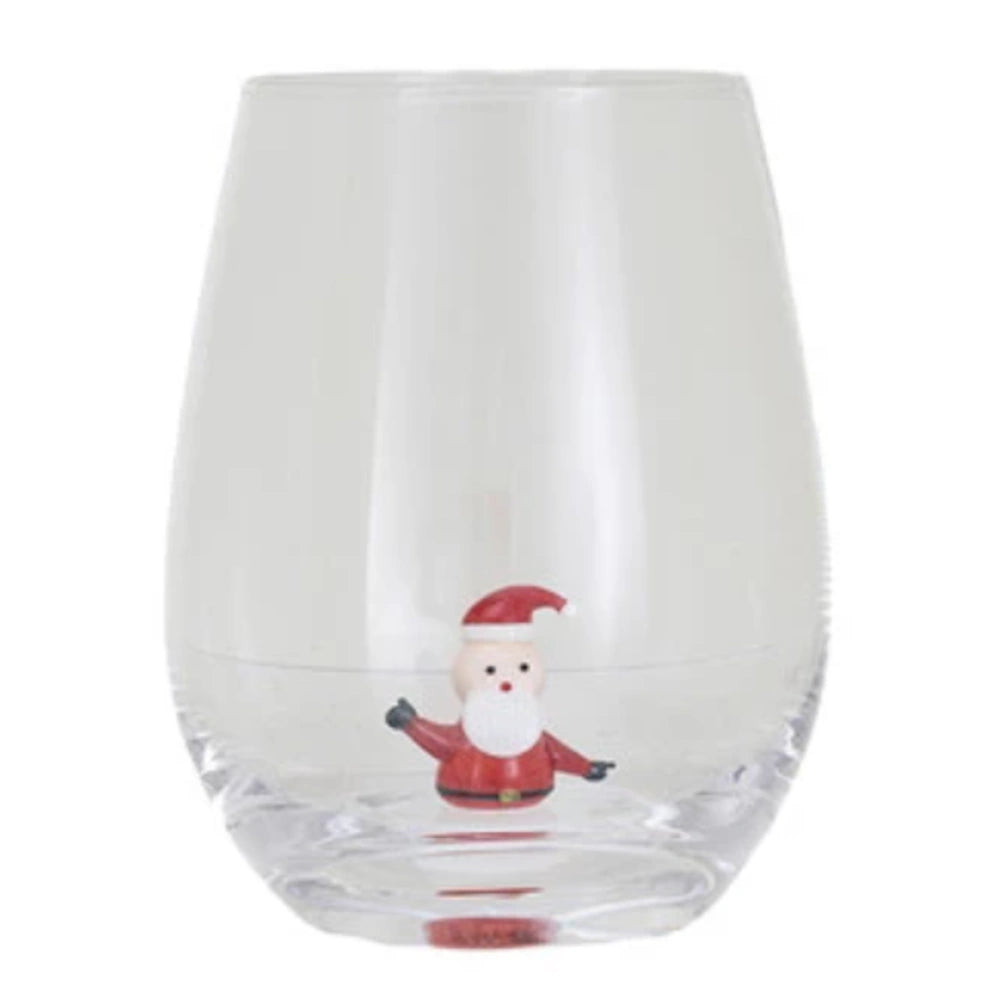 Stemless Wine Glass with Holiday Figure — alternate view 6