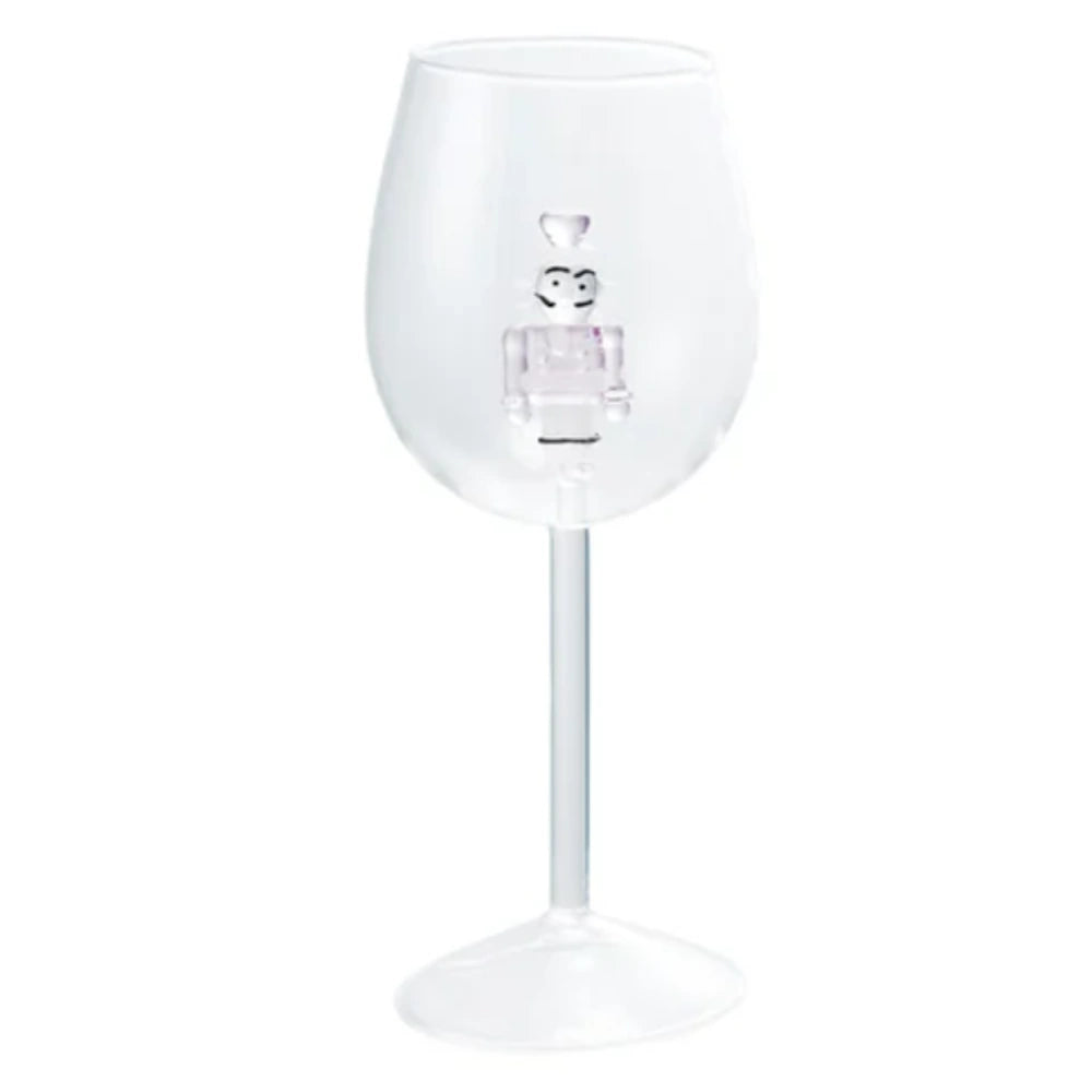 Stemmed Wine Glass with Holiday Figure Inside — alternate view 3