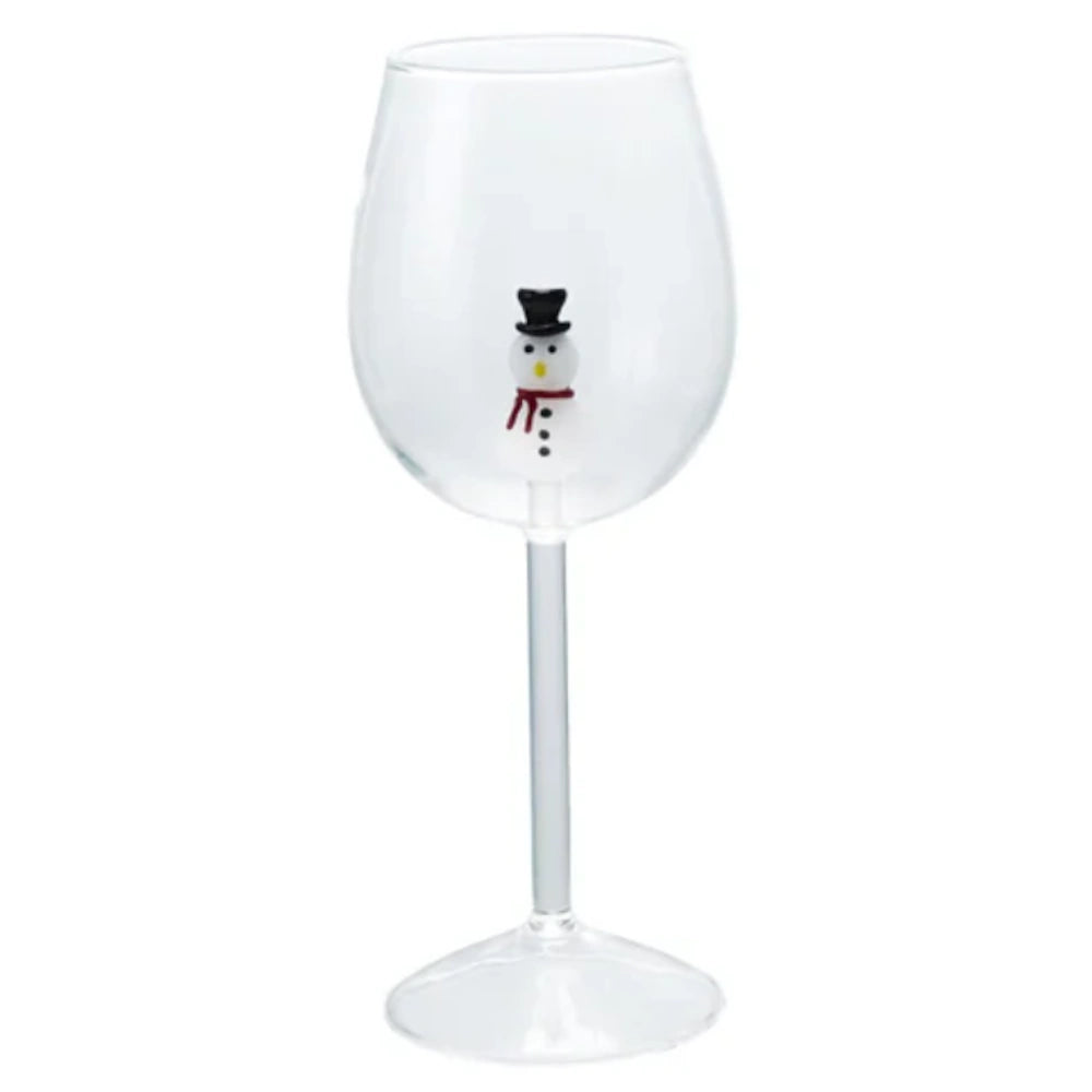 Stemmed Wine Glass with Holiday Figure Inside — alternate view 4