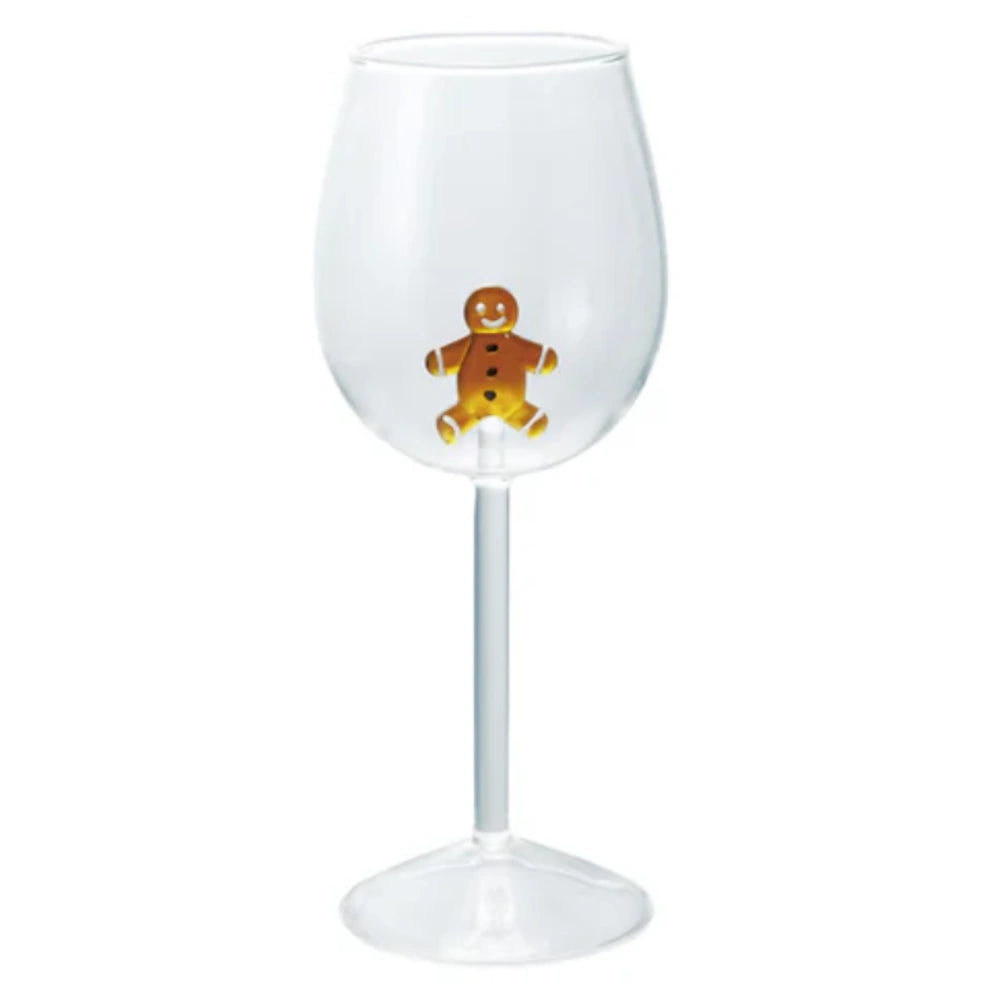 Stemmed Wine Glass with Holiday Figure Inside — alternate view 5