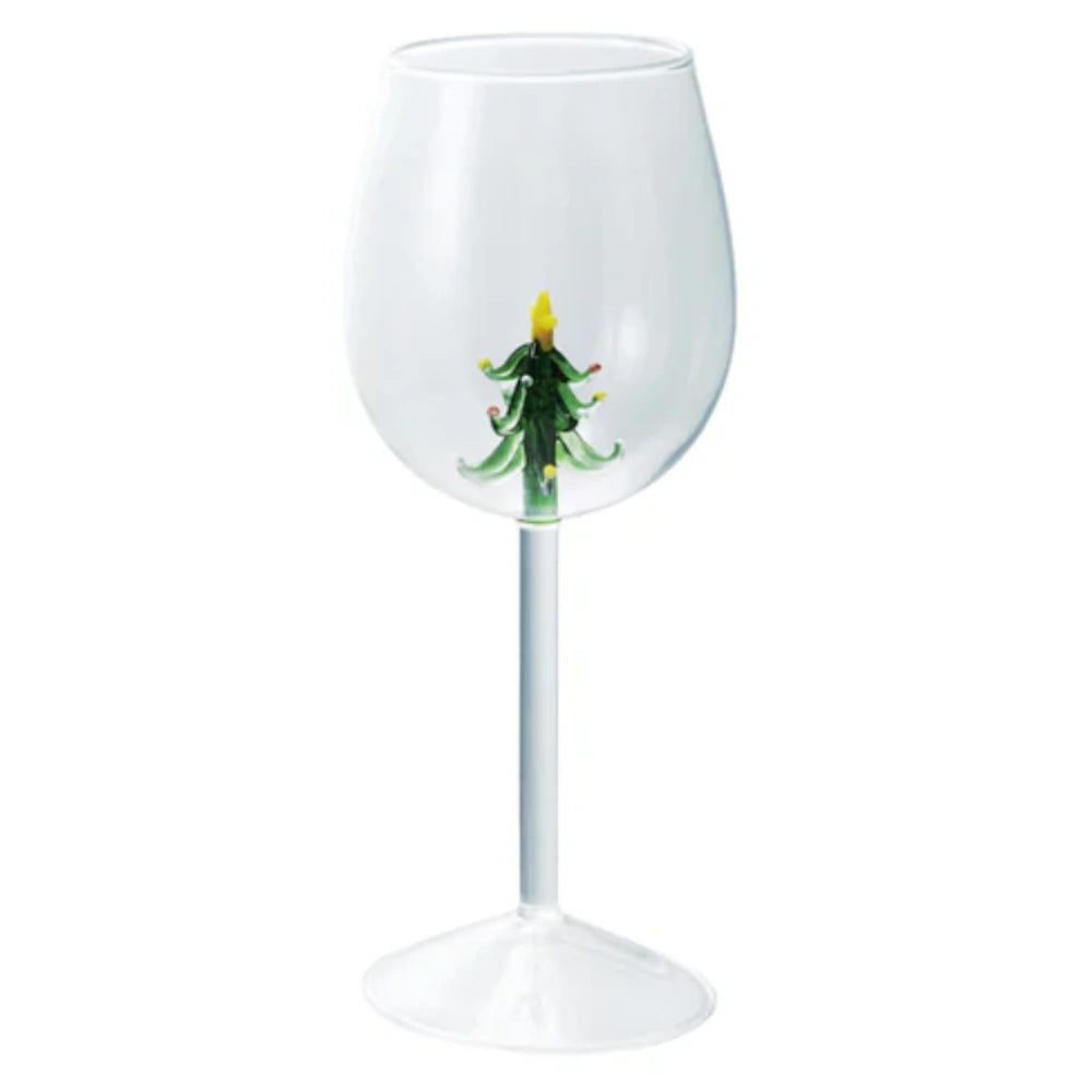 Stemmed Wine Glass with Holiday Figure Inside — alternate view 6