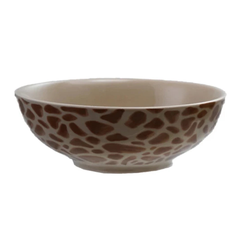 Modern giraffe print stoneware bowl for dining and kitchen decor.