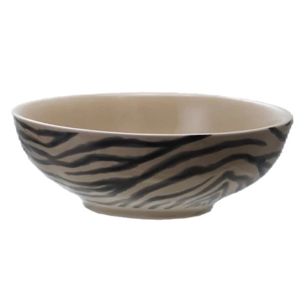 Modern zebra stripe decorative ceramic bowl for kitchen or home decor.